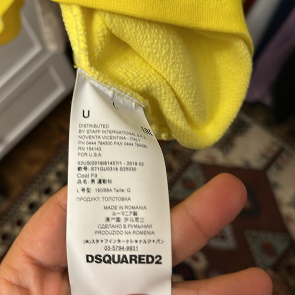 DSQUARED2 Yellow Hoodie with Red Print - Picture 3 of 3